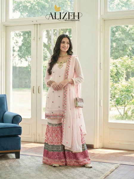 7077 And 7089 By Alizeh Georgette Sharara Suits Wholesalers In Surat
